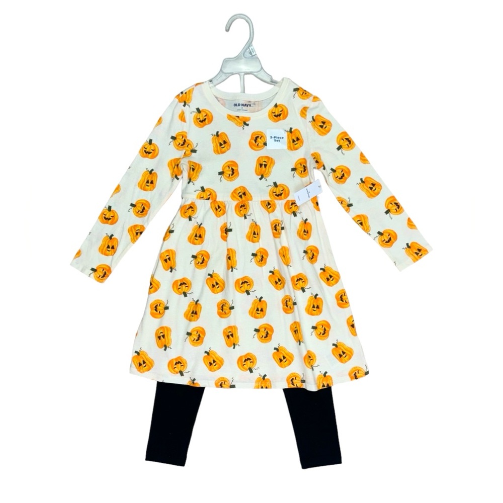 Old Navy Halloween Pumpkin Dress With Leggings 5T
